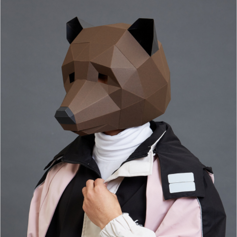 3д полигональная маска из бумаги "Медведь"