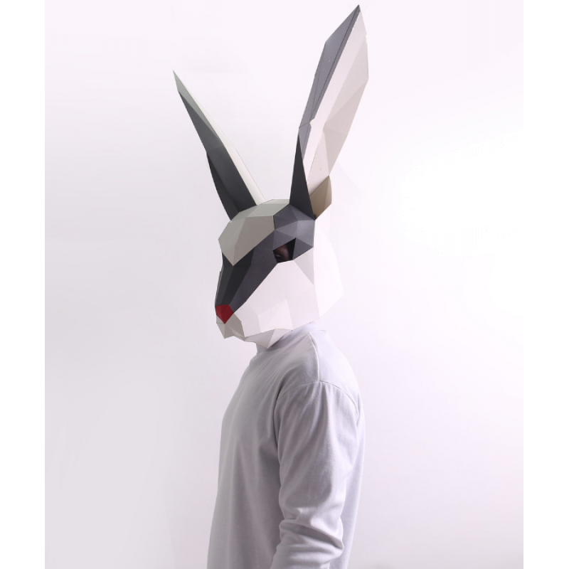 3д полигональная маска из бумаги "Заяц"