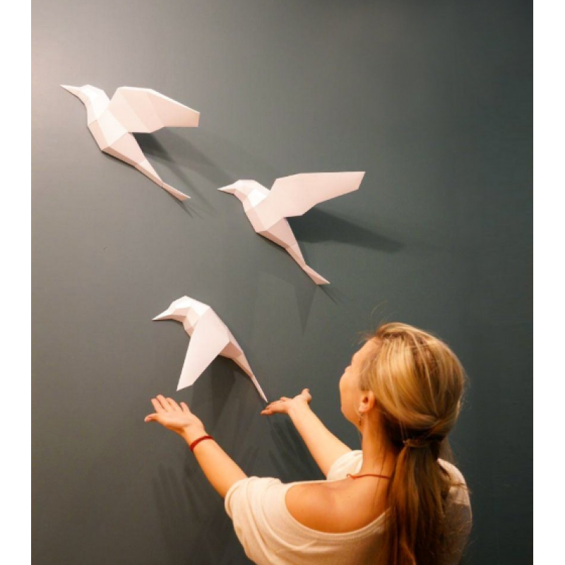 3д полигональная фигура на стену из бумаги "Птицы"