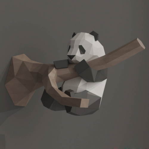 3д полигональная фигура на стену из бумаги "Панда"